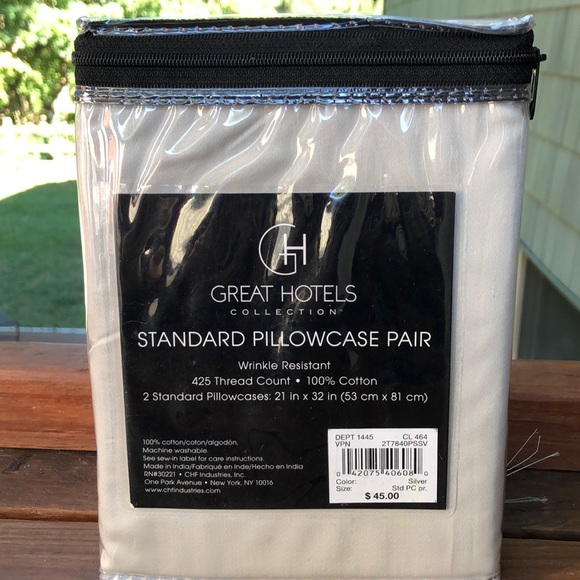 Luxury Pillowcase Set 425 Thread Count Silver New - Picture 2 of 3